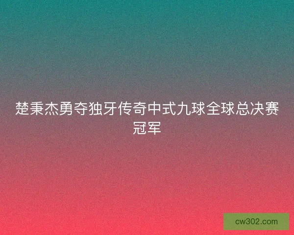 楚秉杰勇夺独牙传奇中式九球全球总决赛冠军