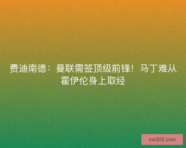 费迪南德：曼联需签顶级前锋！马丁难从霍伊伦身上取经