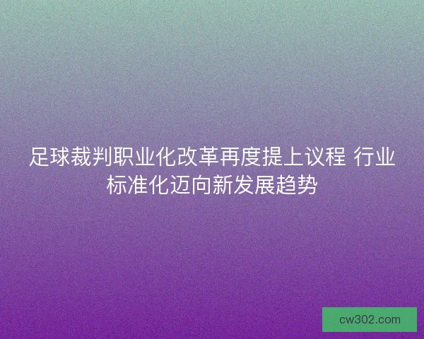 足球裁判职业化改革再度提上议程 行业标准化迈向新发展趋势